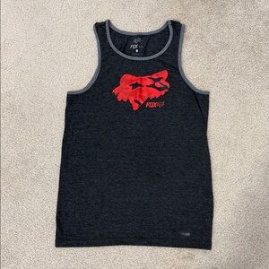 Fox Men's Charcoal Tank Top with Vibrant Red Emblem